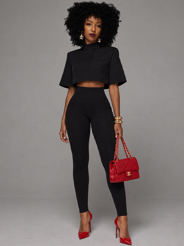 Mock-Neck Cape Top