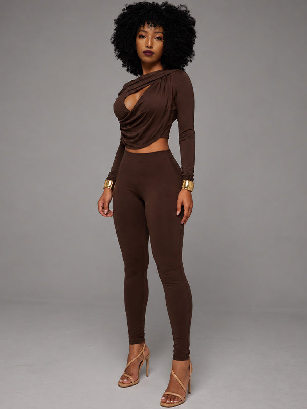 Ruched Cutout Top & Pants Set