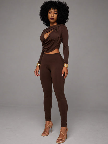 Ruched Cutout Top & Pants Set