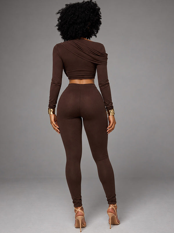 Ruched Cutout Top & Pants Set