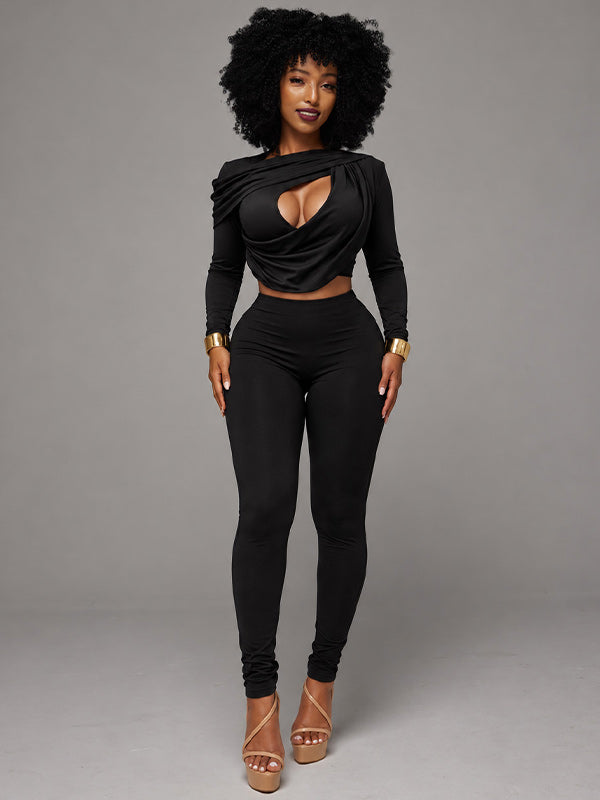 Ruched Cutout Top & Pants Set