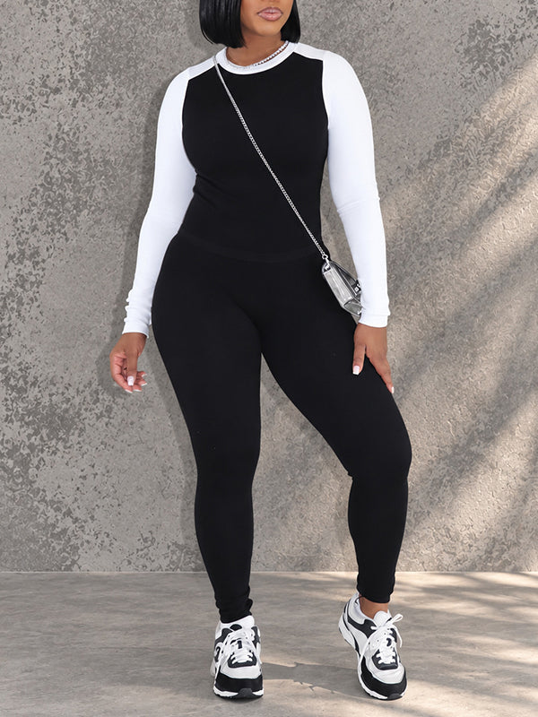 Contrast Top & Pants Set