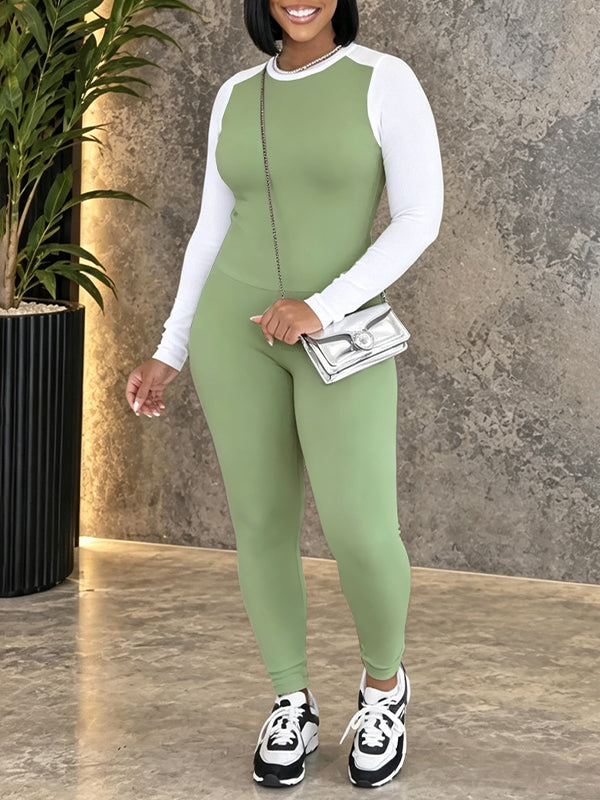 Contrast Top & Pants Set