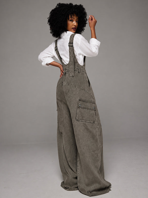 Vintage Wide-Leg Denim Overalls