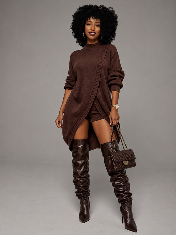 Knit Slit Tunic Top & Shorts Set