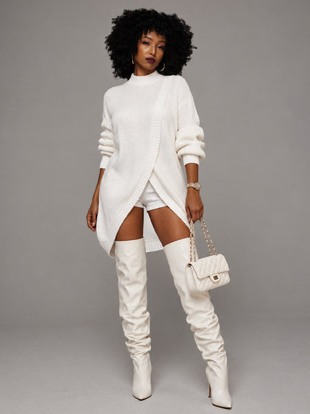 Knit Slit Tunic Top & Shorts Set