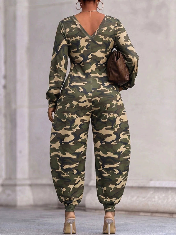 Camo V-Neck Harem Jumpsuit