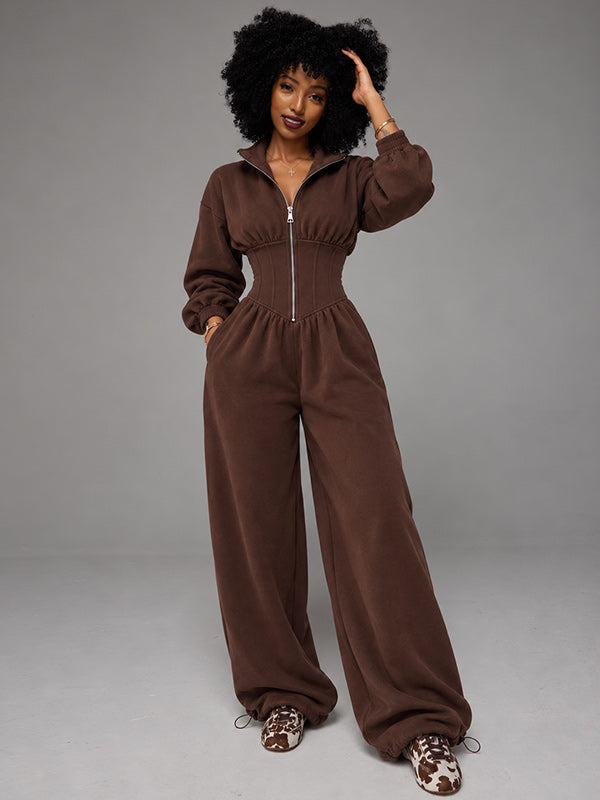 Zip-Front Wide-Leg Jumpsuit