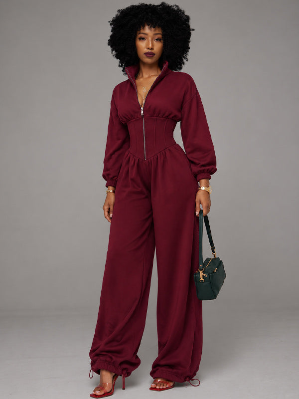 Zip-Front Wide-Leg Jumpsuit