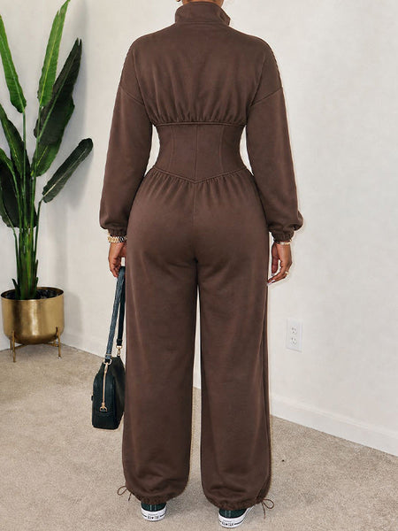 Zip-Front Wide-Leg Jumpsuit
