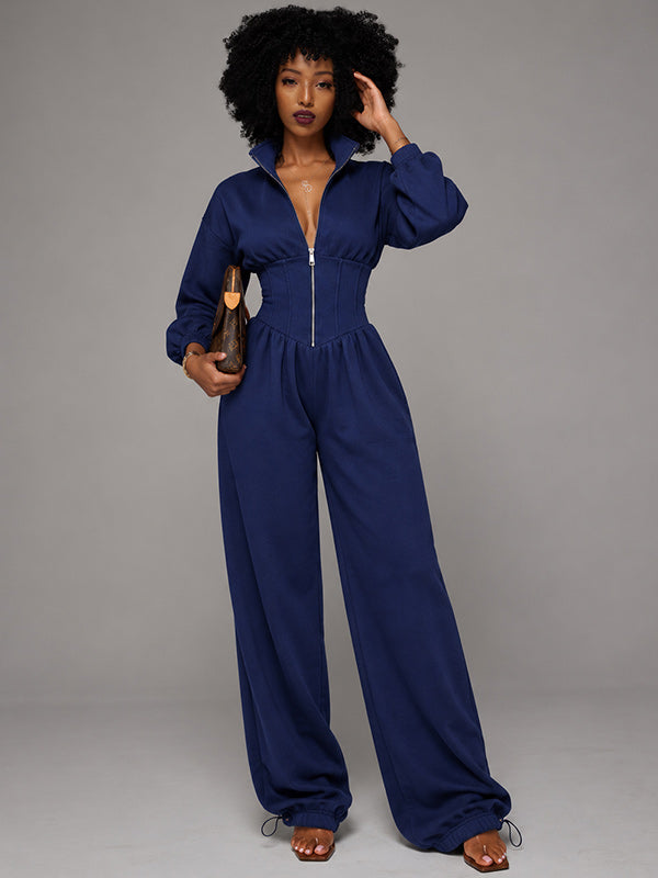 Zip-Front Wide-Leg Jumpsuit