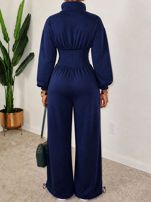 Zip-Front Wide-Leg Jumpsuit