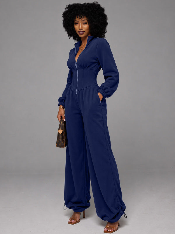 Zip-Front Wide-Leg Jumpsuit