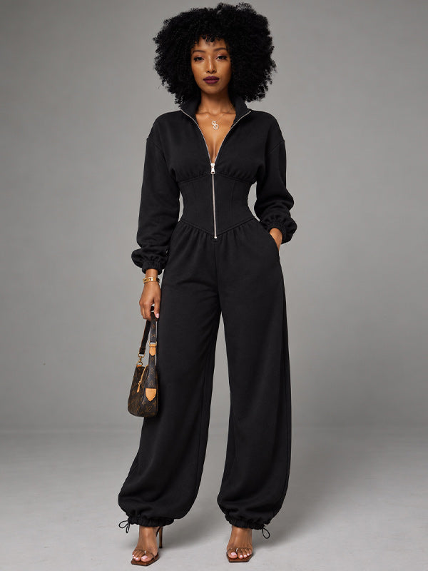 Zip-Front Wide-Leg Jumpsuit