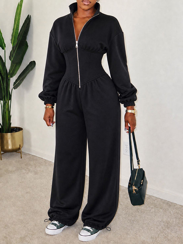 Zip-Front Wide-Leg Jumpsuit