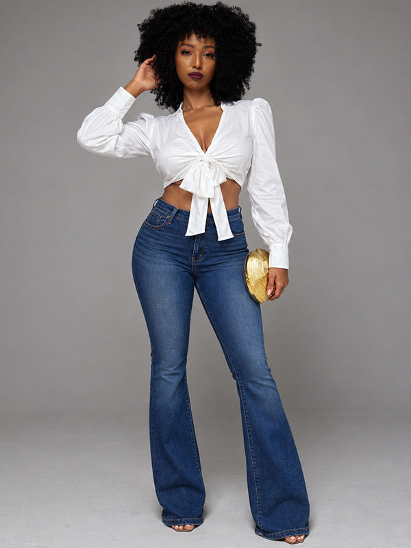 Bowknot Flared Jeans