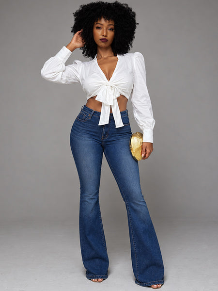 Bowknot Flared Jeans