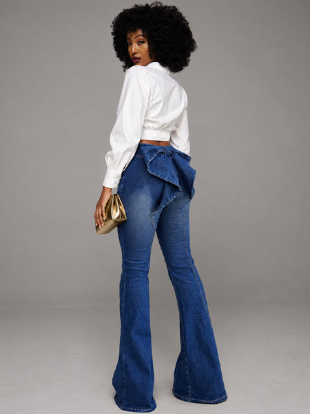 Bowknot Flared Jeans