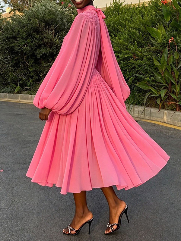 Mock-Neck Puff-Sleeve Top