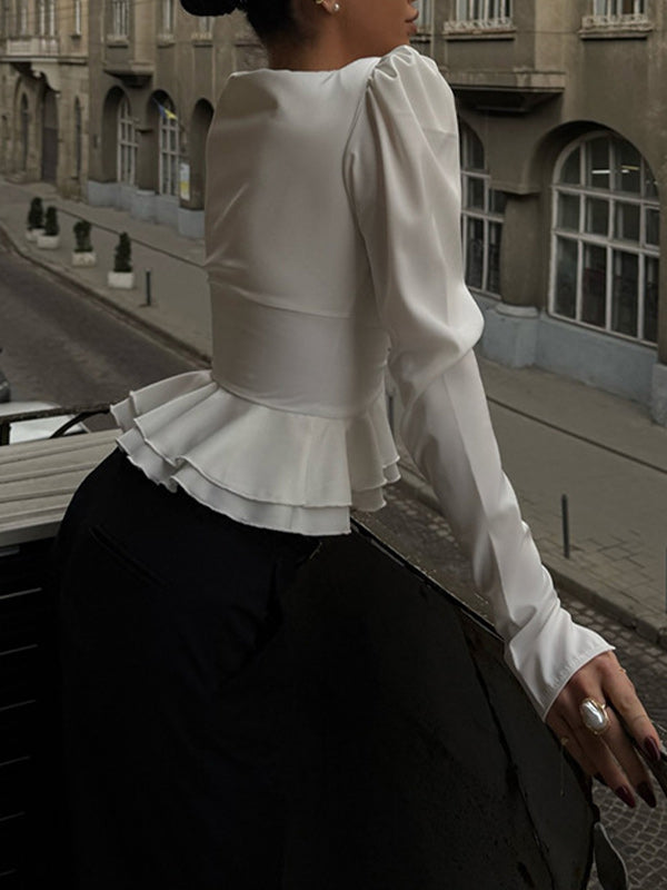 V-Neck Ruffle Shirt