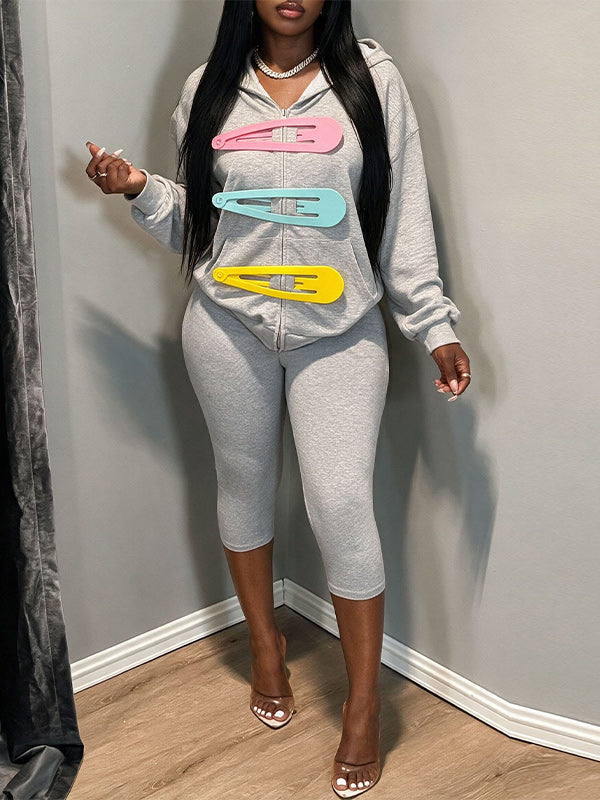3D Pin Zip-Front Hoodie