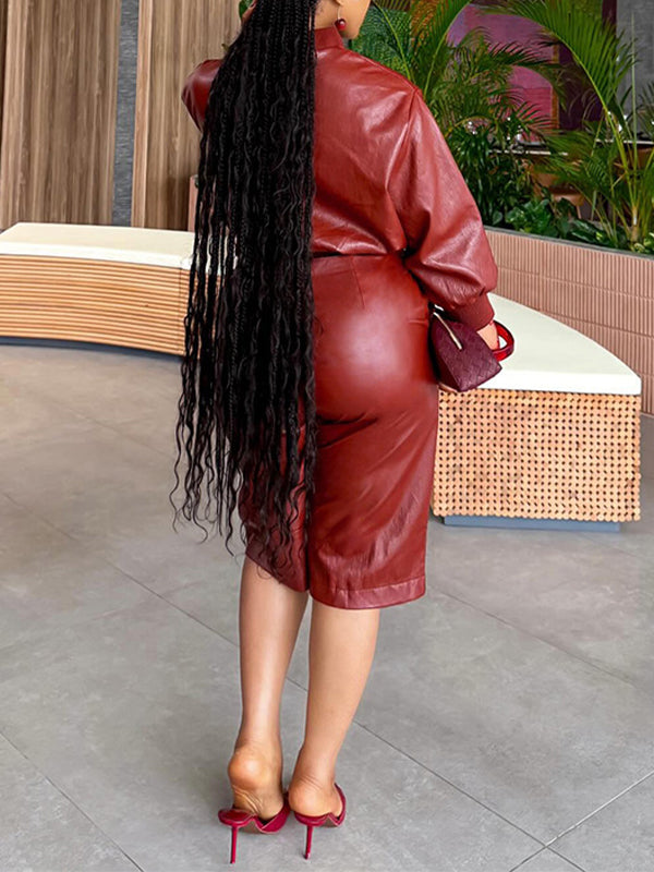 Faux Leather Cropped Jacket & Capri Pants Set