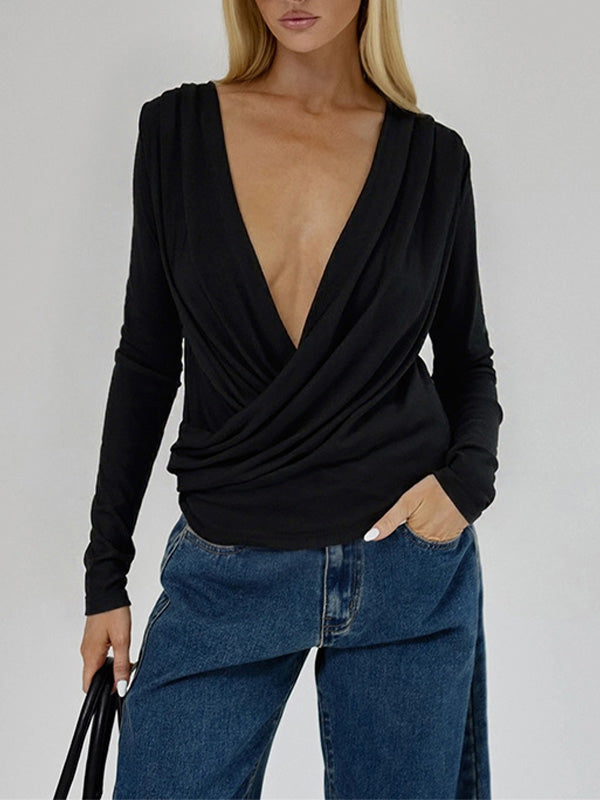 Zebra Print Plunge Ruched Top