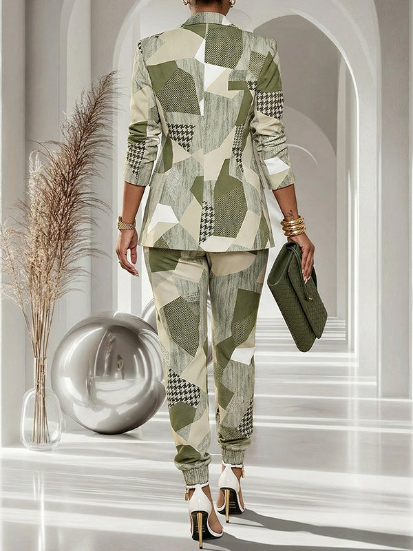 Printed Blazer & Jogger Pants Set