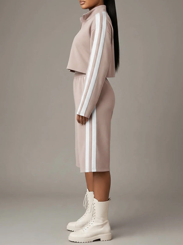 Side-Stripe Jacket & Capri Pants Set