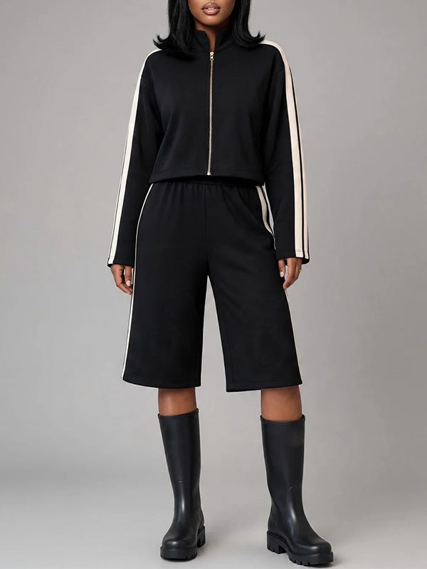 Side-Stripe Jacket & Capri Pants Set