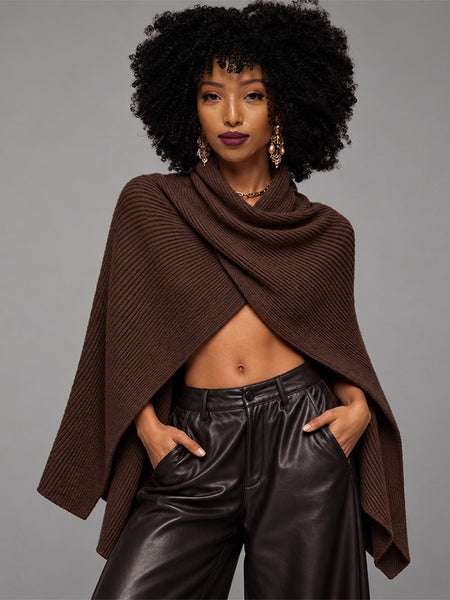Ribbed Knit Poncho Top