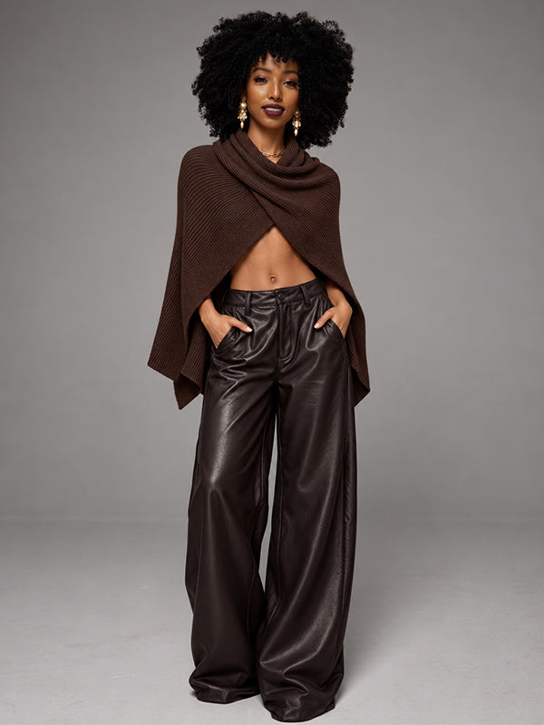 Ribbed Knit Poncho Top
