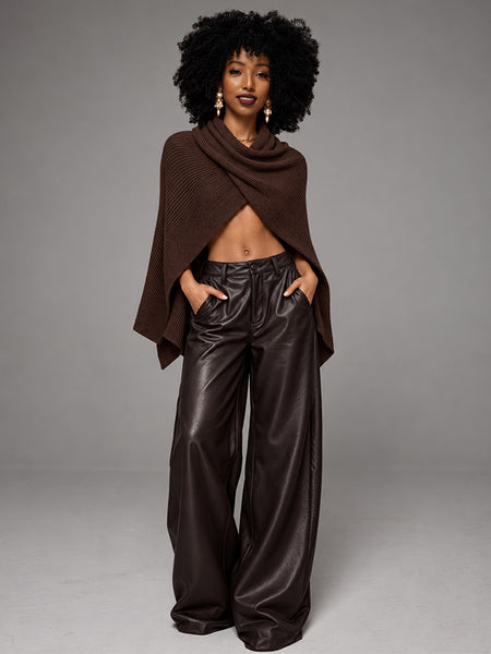 Ribbed Knit Poncho Top