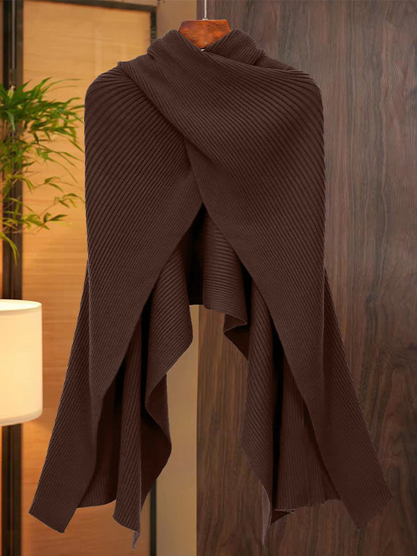 Ribbed Knit Poncho Top