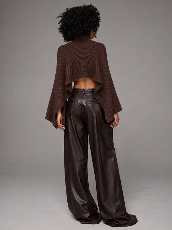 Ribbed Knit Poncho Top