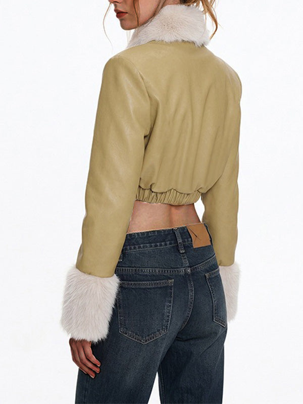 Faux-Fur Combo Faux-Leather Jacket