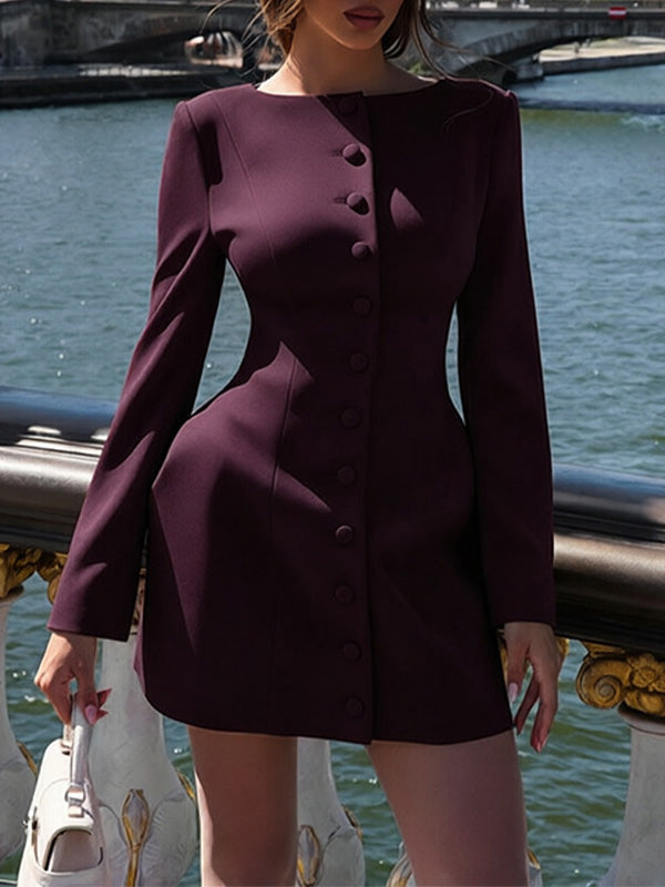 Button-Front Blazer Dress
