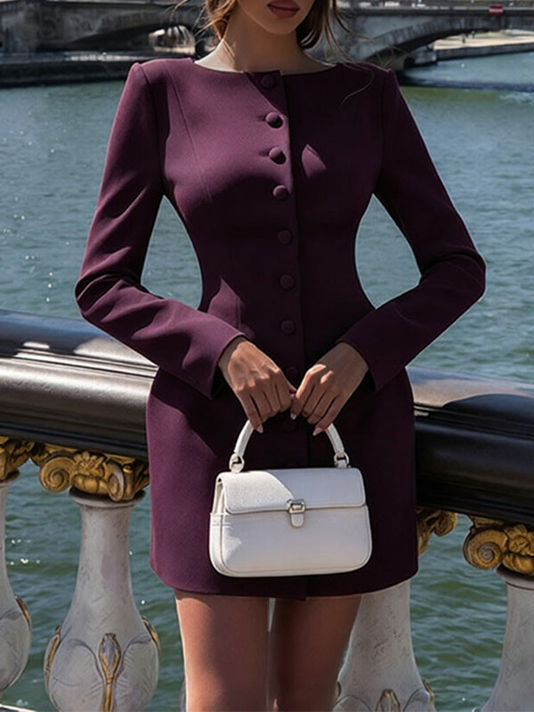 Button-Front Blazer Dress