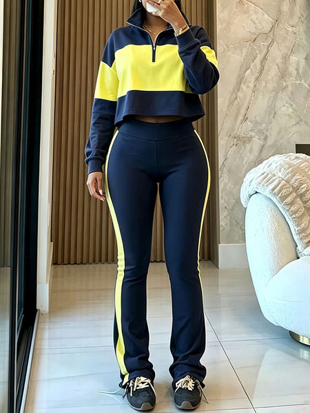 Two-Tone Zip Top & Pants Set