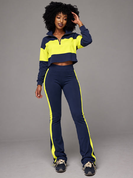 Two-Tone Zip Top & Pants Set