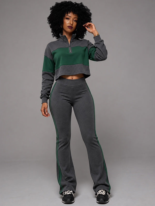 Two-Tone Zip Top & Pants Set