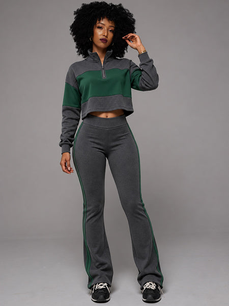 Two-Tone Zip Top & Pants Set