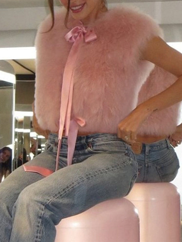 Faux-Fur Tied Vest