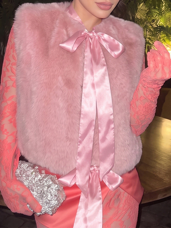 Faux-Fur Tied Vest