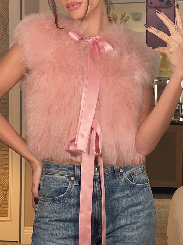 Faux-Fur Tied Vest