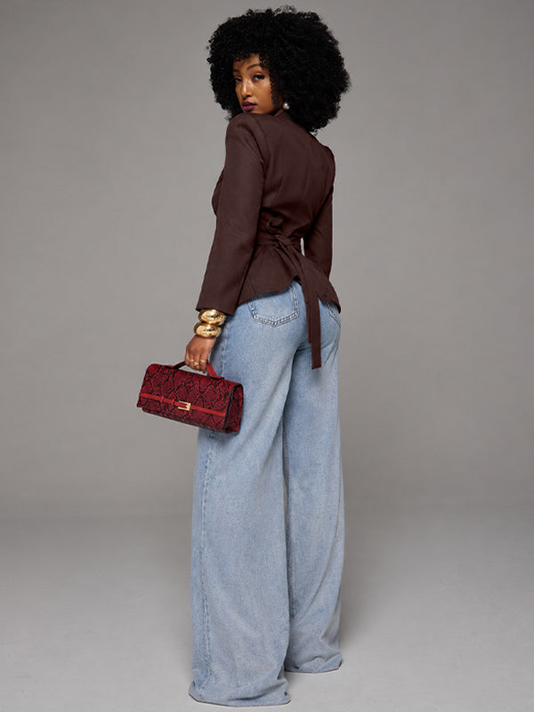 V-Neck Tailored Button Front Blazer
