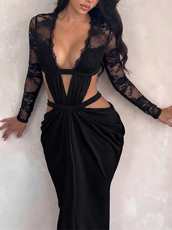 Lace Combo Cutout Bodycon Dress