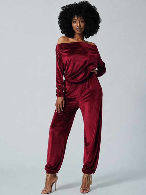 Off Shoulder Velvet Co-ord