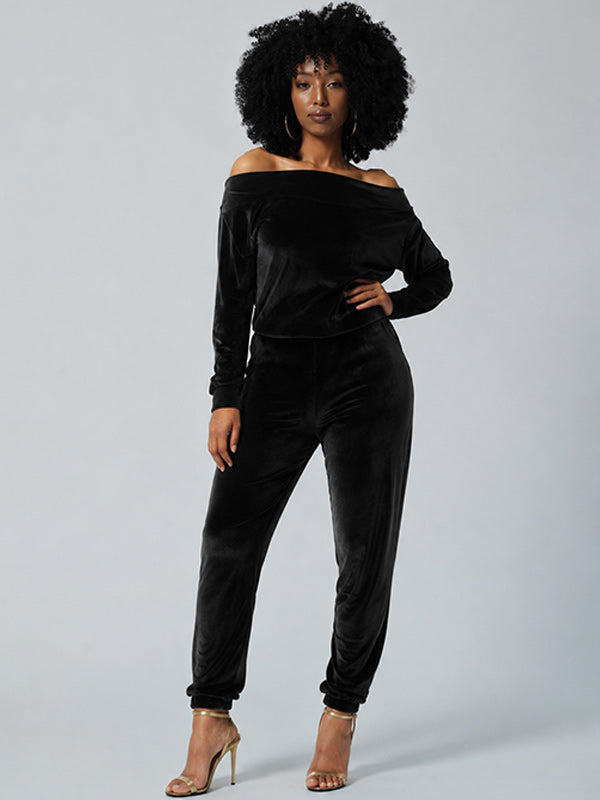 Off Shoulder Velvet Co-ord
