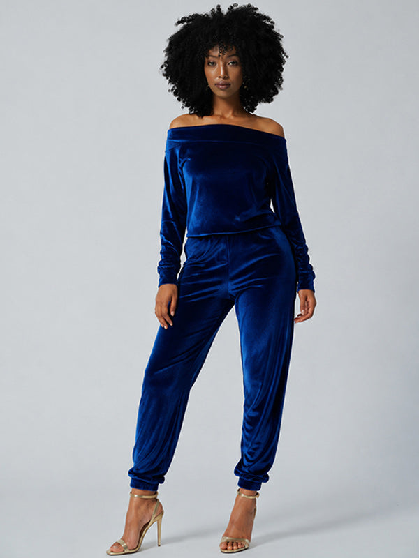 Off Shoulder Velvet Co-ord